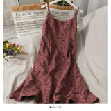 Sweet printed corduroy high waist medium length beautiful back dress for women HZ1023