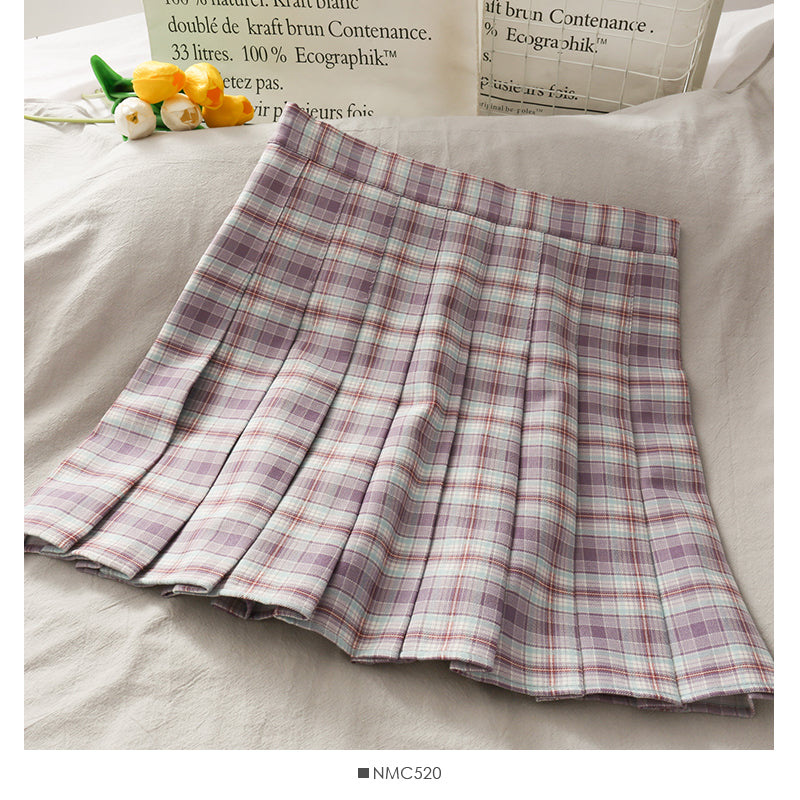 Small fresh Plaid pleated skirt women's sweet college style HZ1023