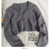 Women's cardigan long sleeve short single breasted sweater HZ1023