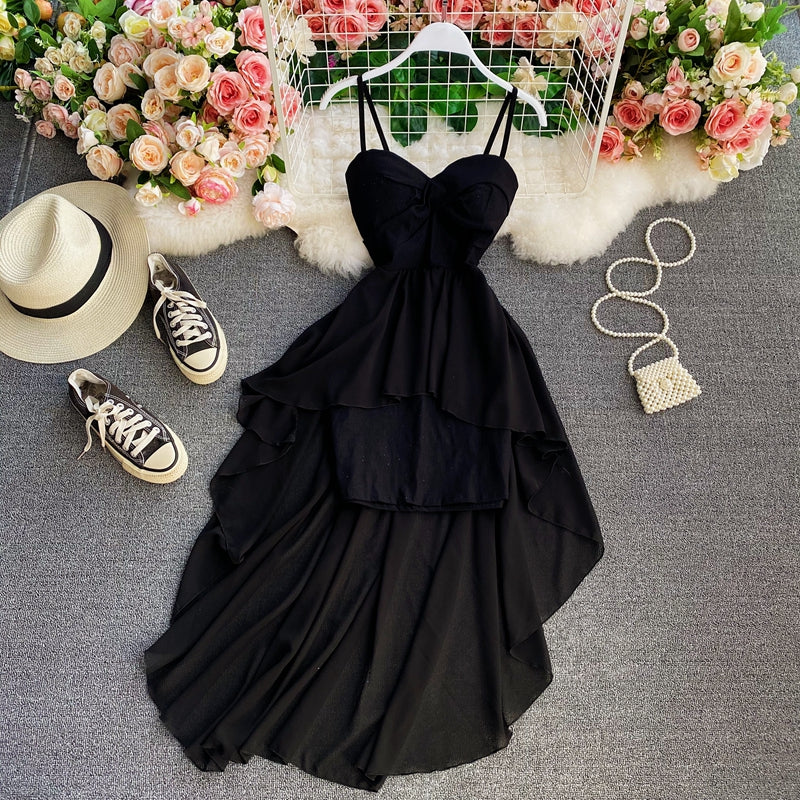 High waist irregular strapless dress HZ1023