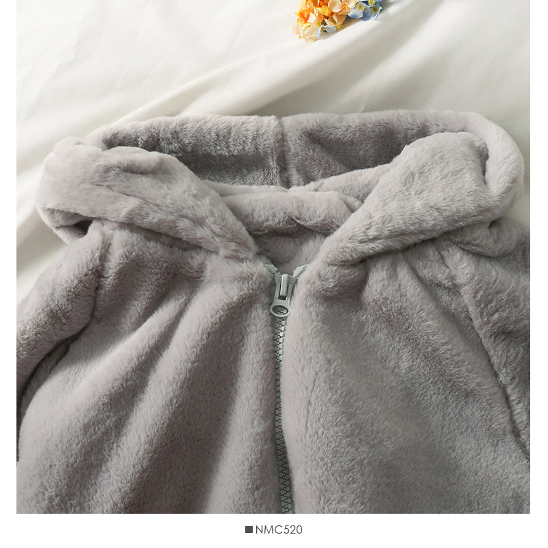 Korean loose and thin large pocket hooded Plush warm coat for women HZ1023