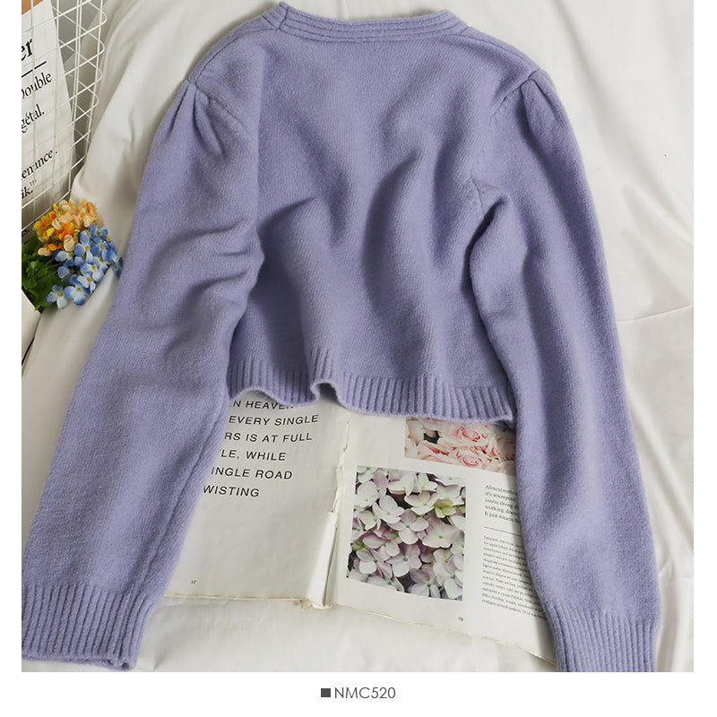 Women's cardigan long sleeve short single breasted sweater HZ1023