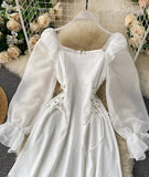 Cute A line short dress long sleeve waist dress HZ1023