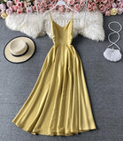 Simple A line v neck dress fashion dress HZ1023