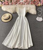 Simple A line v neck dress fashion dress HZ1023