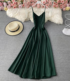 Simple A line v neck dress fashion dress HZ1023