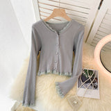 Simple Cardigan Lace Long Sleeve Sweater HZ1023