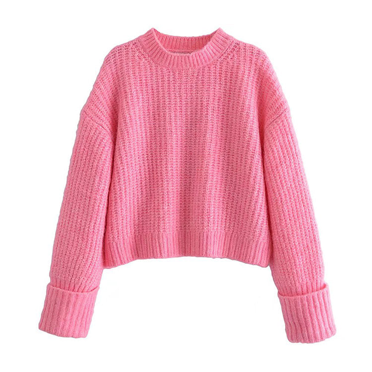 Versatile loose spike stitch short sweater HZ1023