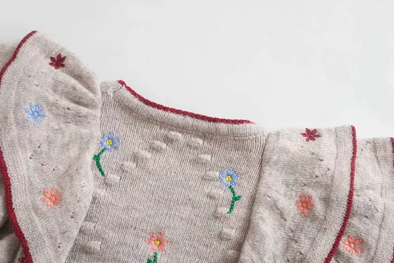Embroidered layered decorative sweater design sweater coat HZ1023