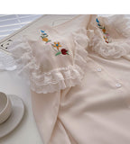 Korean girls' sense of foreign style lace doll neck top HZ1023