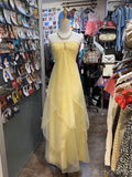 Yellow Elegant Sweet Sleeveless A-Line Tulle Long Chiffon Ball Gown Party Dress Bridesmaid Dress Wedding Guest Party Dress HZ1023