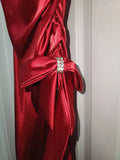 Hot Red Suspender Fashion Sexy Simple long Satin Ruffle Elegant Ball Gown Evening Dress Party Dress Homecoming Dress HZ1023